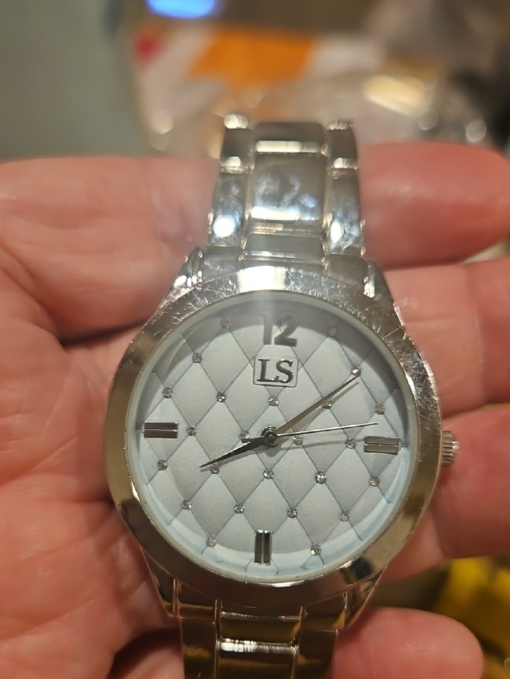 Jaclyn Smith Silver Quilted Dial Stainless Watch